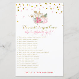 Lámina Juego de cumpleaños de Oro y Rosa, calabaza