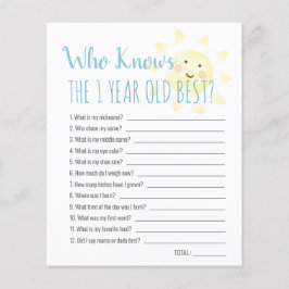 Lámina Juego de cumpleaños de Sunshine Quién Conoce Mejor