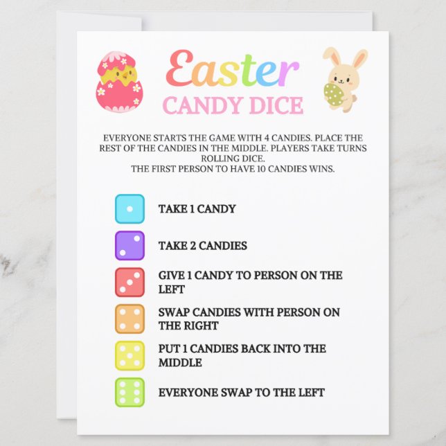 Lámina Juego de dados de pascua (Anverso)