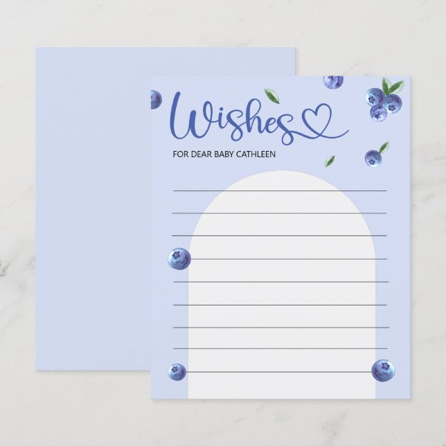 Lámina Juego de deseos Baby Shower Blue eberry Sweet Wate (Anverso / Reverso)