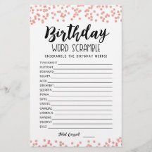 Juego de desorden de palabras de cumpleaños con re