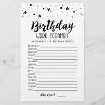 Juego de desorden de palabras de cumpleaños con re