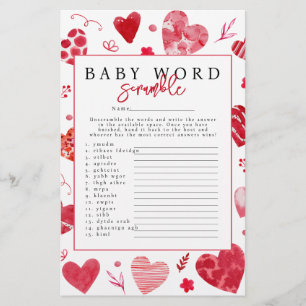 Lámina Juego de 'desorden de palabras' para baby shower '