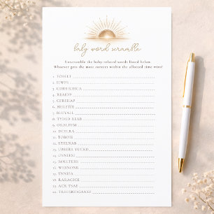 Lámina Juego de desorden de palabras para Baby Shower de 