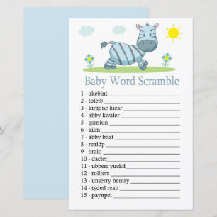Lámina Juego de desordenar palabras de Zebra Baby