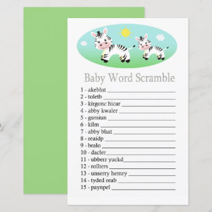 Lámina Juego de desordenar palabras de Zebra Baby