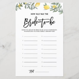 Lámina Juego de Despedida de Soltera con Limones ¿Qué Eda