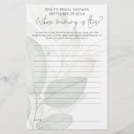 Lámina Juego de Despedida de Soltera ¿De Quién Es La Memo