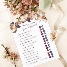 Lámina Juego de Despedida de Soltera Otoño Floral Novia N