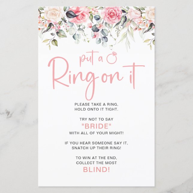 Lámina Juego de Despedida de Soltera: Ponle un Anillo (Anverso)