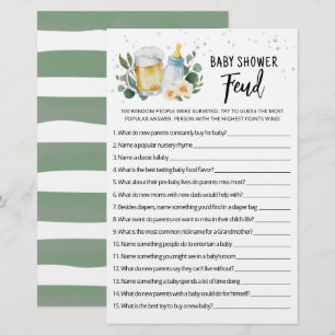Lámina Juego de disputa de baby shower Greenery Baby Is B