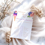 Lámina Juego de diversión con ducha de novia floral con c<br><div class="desc">Esta única acuarela con la temática de helado pintada por mi propia en los modernos colores azul azur, crema de vainilla, melodía, borgoña, Viva Magenta y rosa de Rubor perfecta para tu divertida y brillante celebración con amigos "Ella ha sido descubierta" ducha de novias. Otros artículos que coincidan con tu...</div>