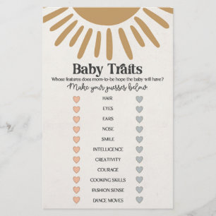 Lámina juego de ducha boho sunshine baby traits