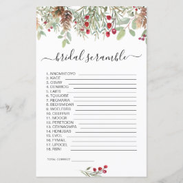 Lámina Juego De Ducha Bridal De Pine Greenery Word Scramb