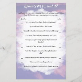 Lámina Juego De Ducha Bridal "¿Qué Swift Lo Dijo?"