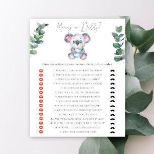 Lámina Juego de ducha de bebé de Koala Bear Mami o papá