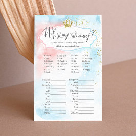 Lámina Juego de ducha de bebé | Fiesta de Revelación de G