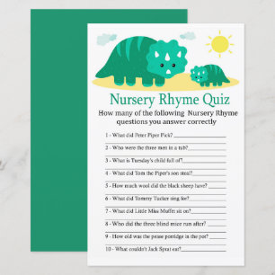 Lámina Juego de ducha de bebé Green Dino Nursery Rhyme