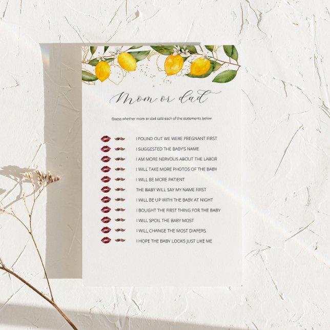 Lámina Juego de ducha de bebé Mamá o Papá Citrus Limón (Subido por el creador)