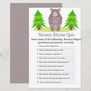 Lámina Juego de ducha de bebé Rhyme de oso lindo