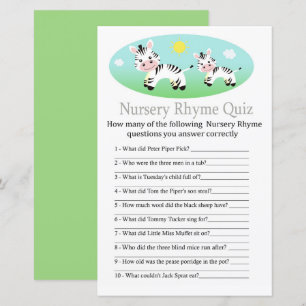 Lámina Juego de ducha de bebé Rhyme Prueba de Nursery Zeb