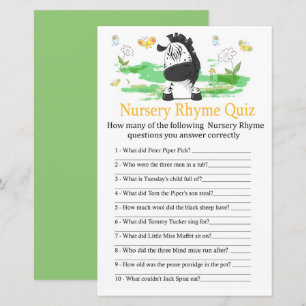 Lámina Juego de ducha de bebé Rhyme Prueba de Nursery Zeb