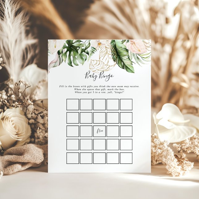Lámina Juego de ducha de bingo de bebé de oliva tropical  (Subido por el creador)