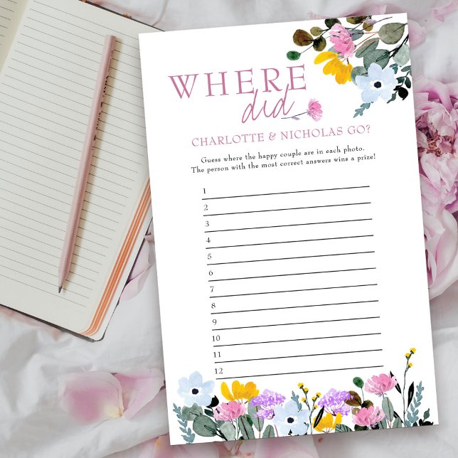 Lámina Juego de ducha de flores silvestres ¿A dónde fuero (Where did they go? Game answer card from my Wildflower Lawn Collection.
)