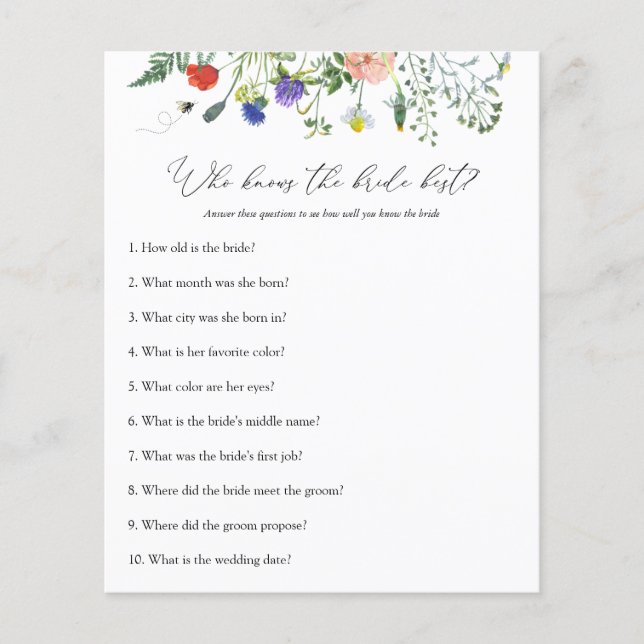 Lámina Juego de ducha de flores silvestres que conoce a l (Anverso)