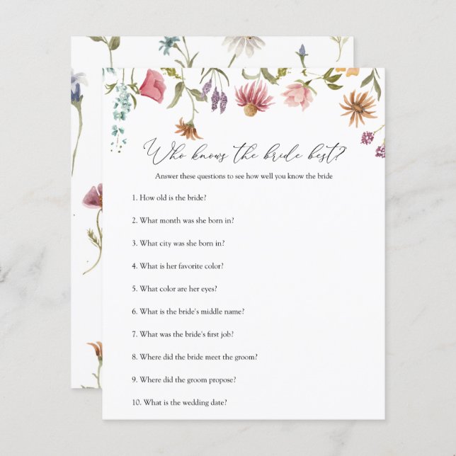 Lámina Juego de ducha de flores silvestres que conoce a u (Anverso / Reverso)