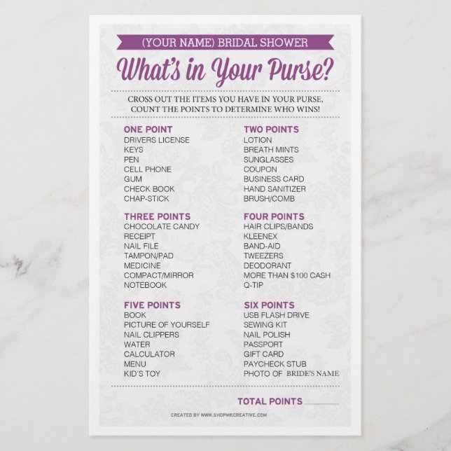 Lámina Juego de ducha de novia / Ataque personalizado / b (Anverso)