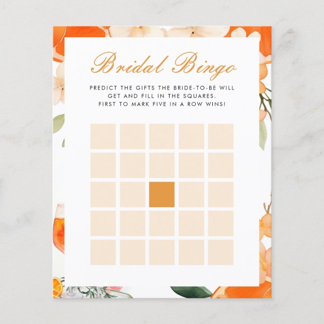 Lámina Juego de ducha de novia Bingo Aperol Spritz (Anverso)