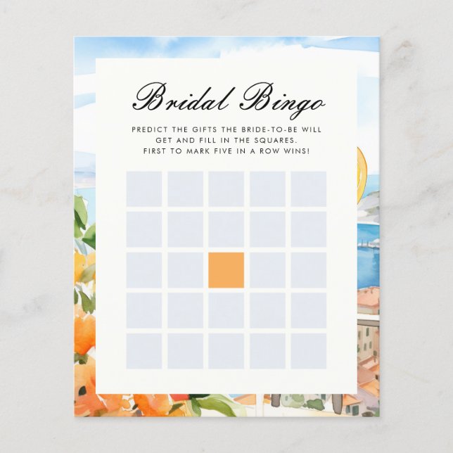 Lámina Juego de ducha de novia Bingo Aperol Spritz Amalfi (Anverso)
