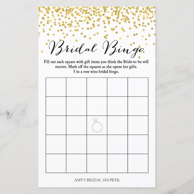 Lámina Juego de ducha de novia - Bingo de novia (Anverso)