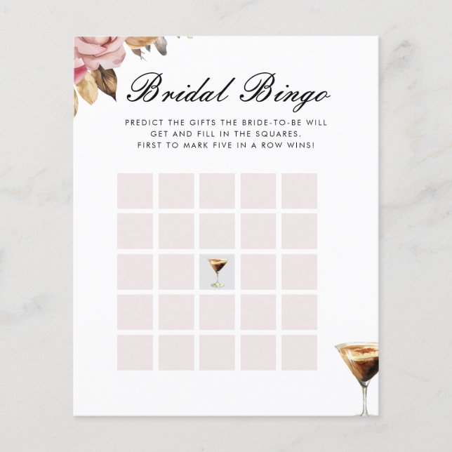 Lámina Juego de ducha de novia Bingo Espresso Martini (Anverso)
