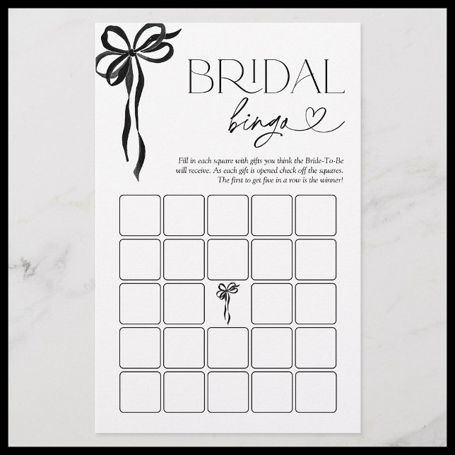 Lámina Juego de ducha de novia Bingo negro Bow (Subido por el creador)