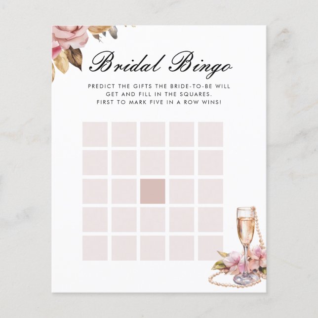 Lámina Juego de ducha de novia Bingo Pearls Prosecco (Anverso)