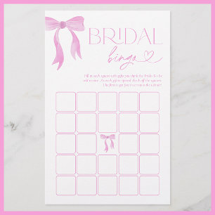 Lámina Juego de ducha de novia Bingo Rosa Bow Bridal
