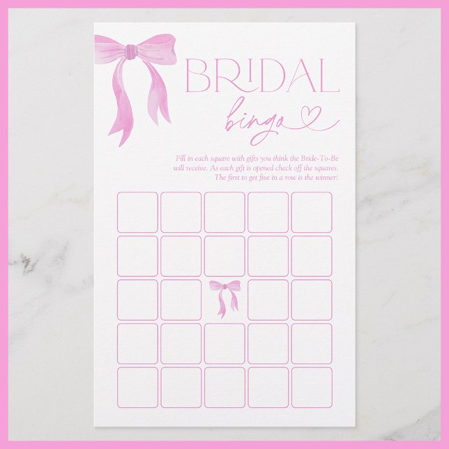 Lámina Juego de ducha de novia Bingo Rosa Bow Bridal (Subido por el creador)