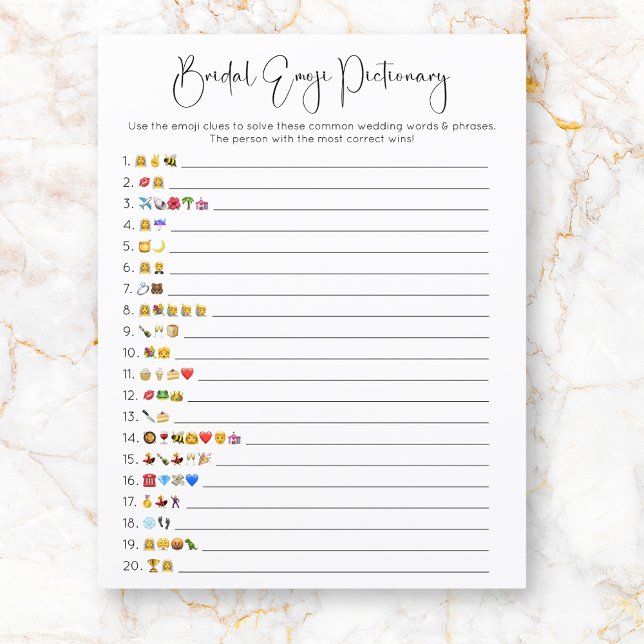 Lámina Juego de ducha de novia con Emoji de guión moderno (Subido por el creador)
