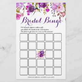 Lámina Juego de ducha de novia con flor púrpura de doble 