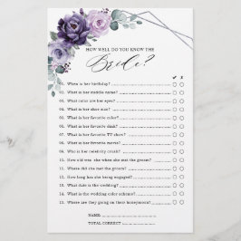 Lámina Juego de ducha de novia con floral de ciruela mora