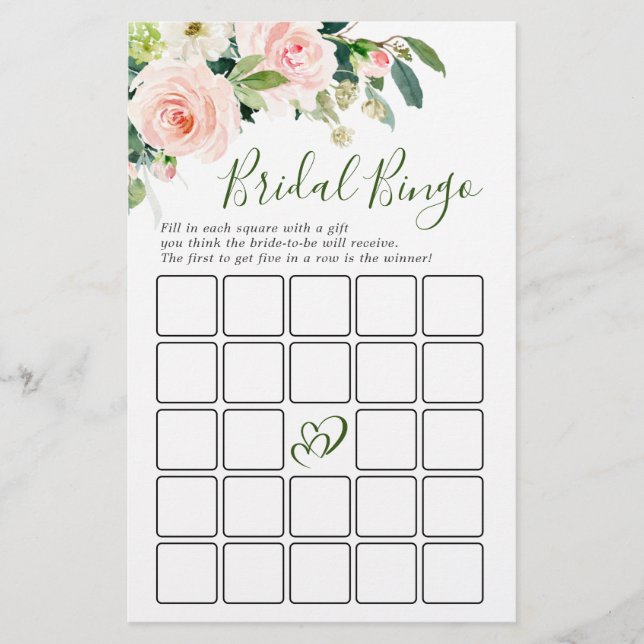 Lámina Juego de ducha de novia con flores de Rubor rosa (Anverso)