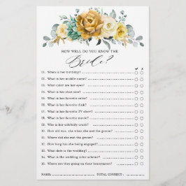 Lámina Juego de ducha de novia con salvia floral amarillo