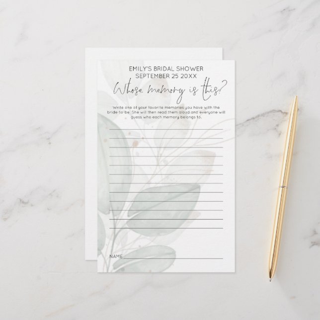 Lámina Juego de ducha de novia cuyo follaje con matices d (Anverso/Reverso In Situ)