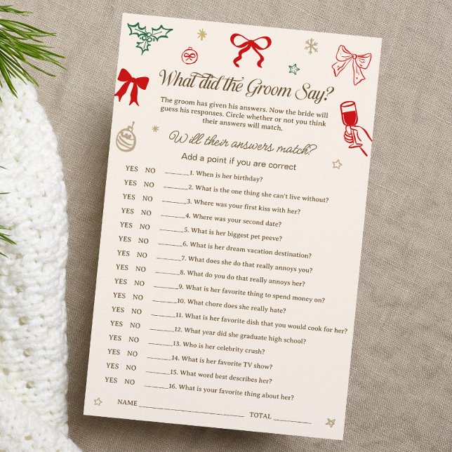 Lámina Juego de Ducha de Novia de Navidad ¿Qué Dijo Él (Subido por el creador)