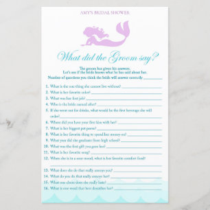 Lámina Juego de ducha de novia de Sirena - Qué dijo Groom