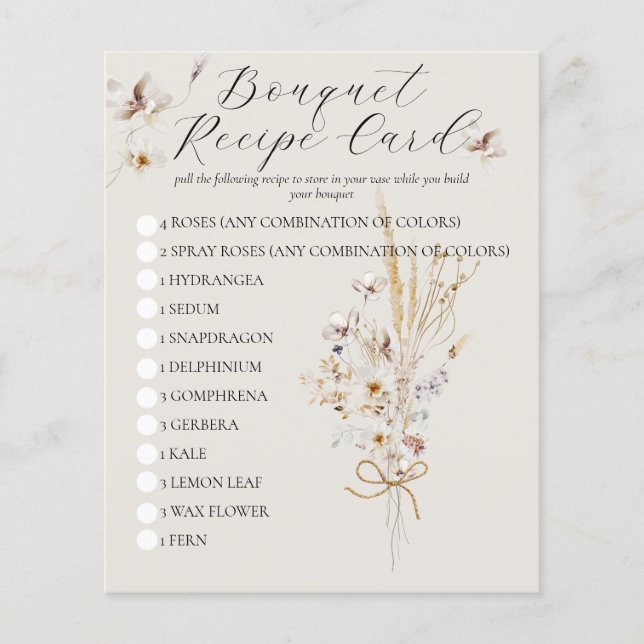 Lámina Juego de ducha de novia elegante y rústica con flo (Anverso)