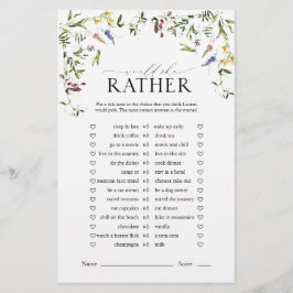 Lámina Juego de ducha de novia en color de flores silvest