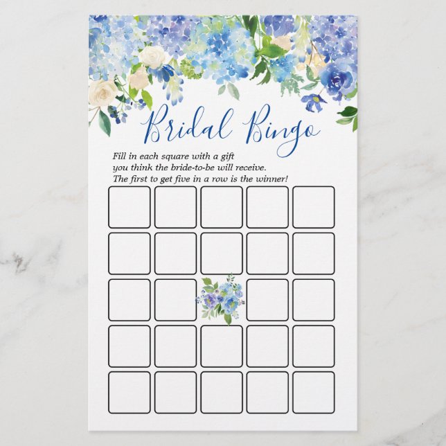 Lámina Juego de ducha de novia floral Blue Hydrangeas Lig (Anverso)